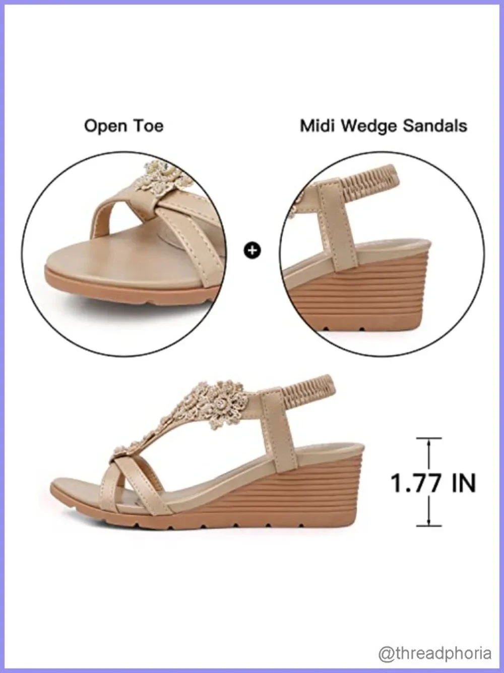 Low Wedge Heels Summer Dressy Platform Sandals Elastic Ankle Strap Open Toe